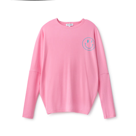 Pink Dolman Smile Logo Tee