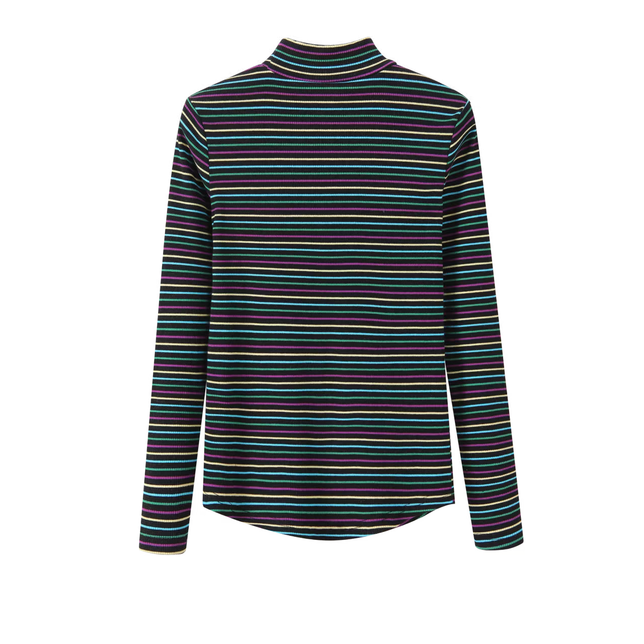 Striped Ribbed Mock Neck