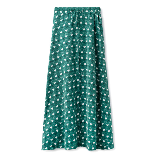 Green White Printed Skirt