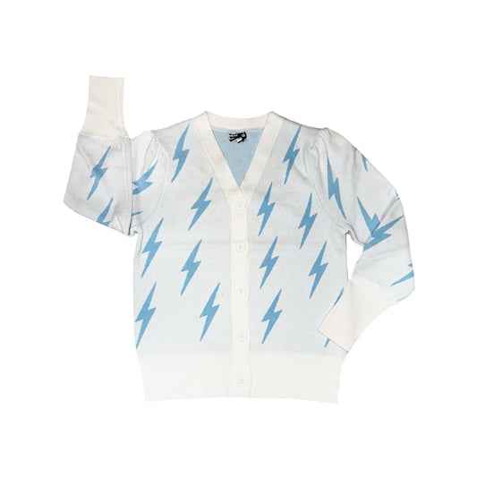 White Blue Bolt Cardigan