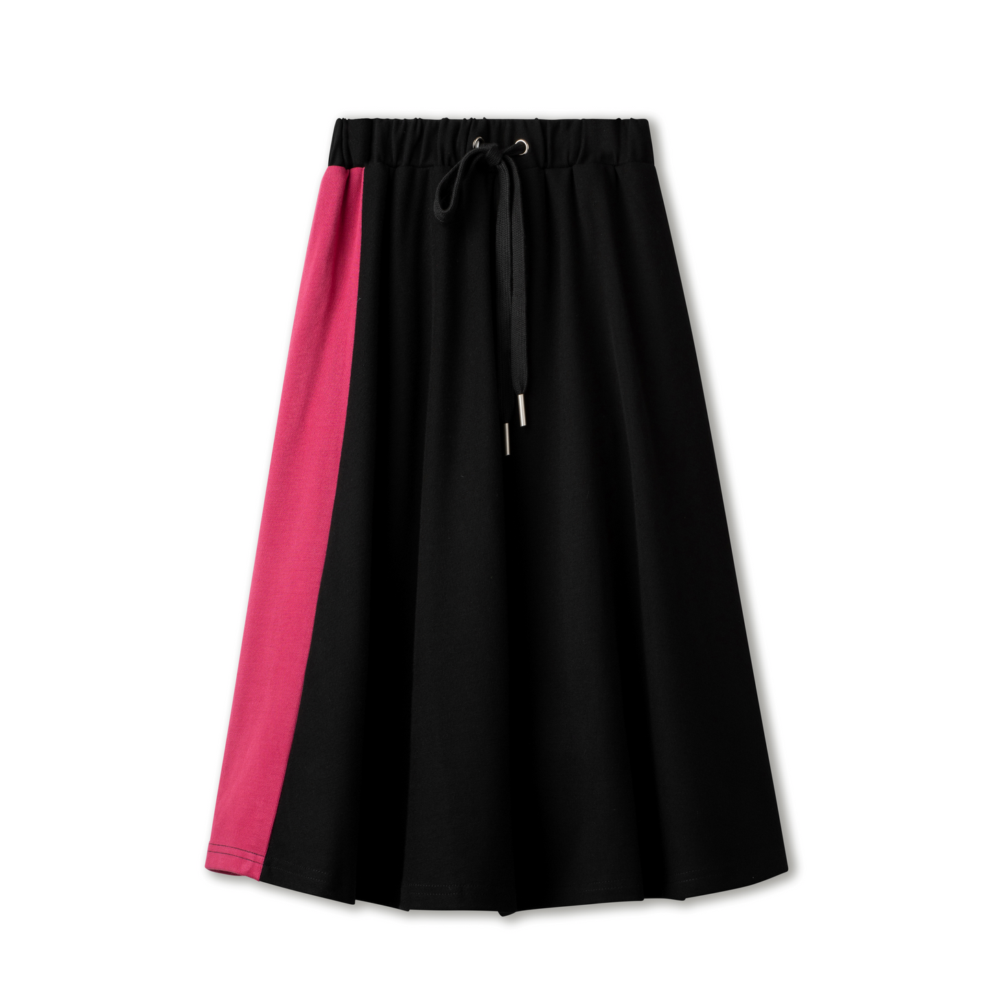 Draw String Skirt With Stripe Black Magenta