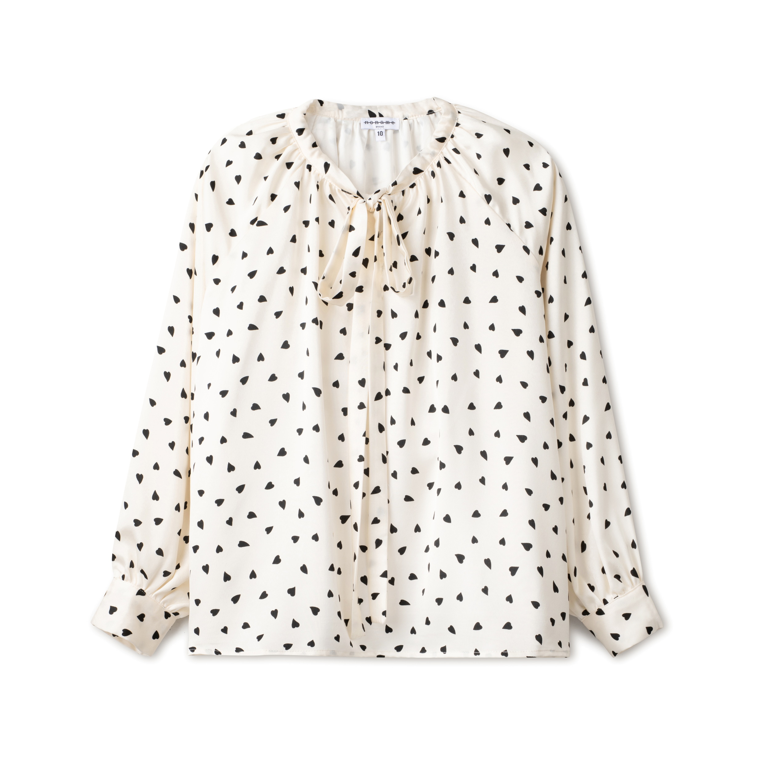 white blouse with black hearts