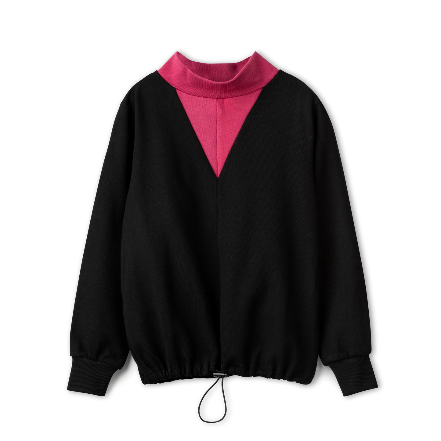 V Neck Sweater Black And Magenta