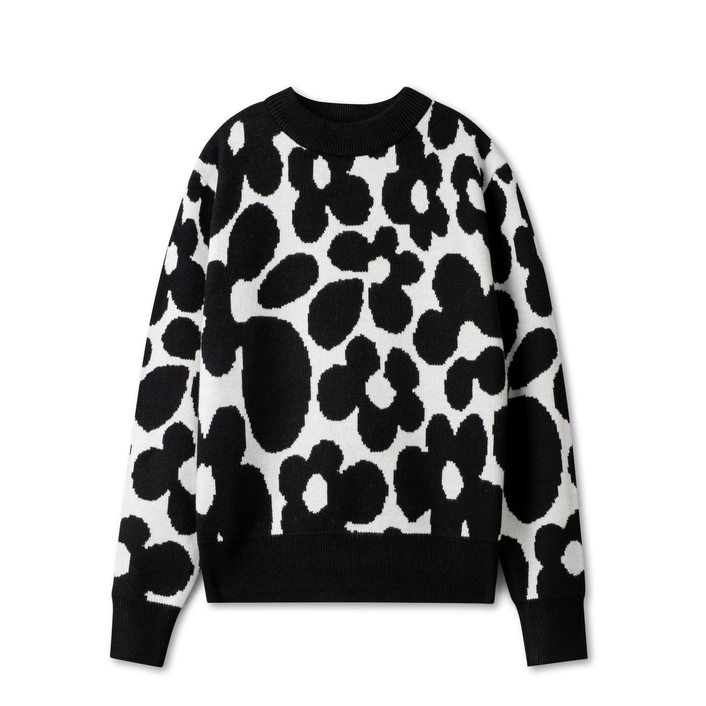 Abstract Floral Knit Black