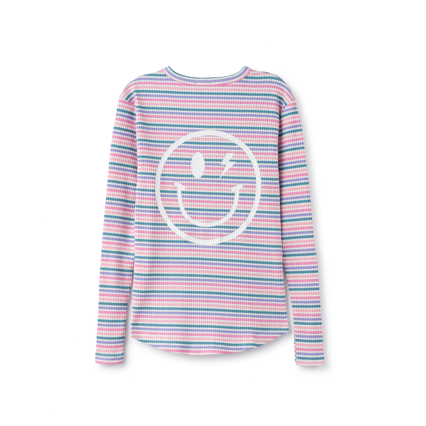 Pink and Purple Ribbed Big Smile Tee