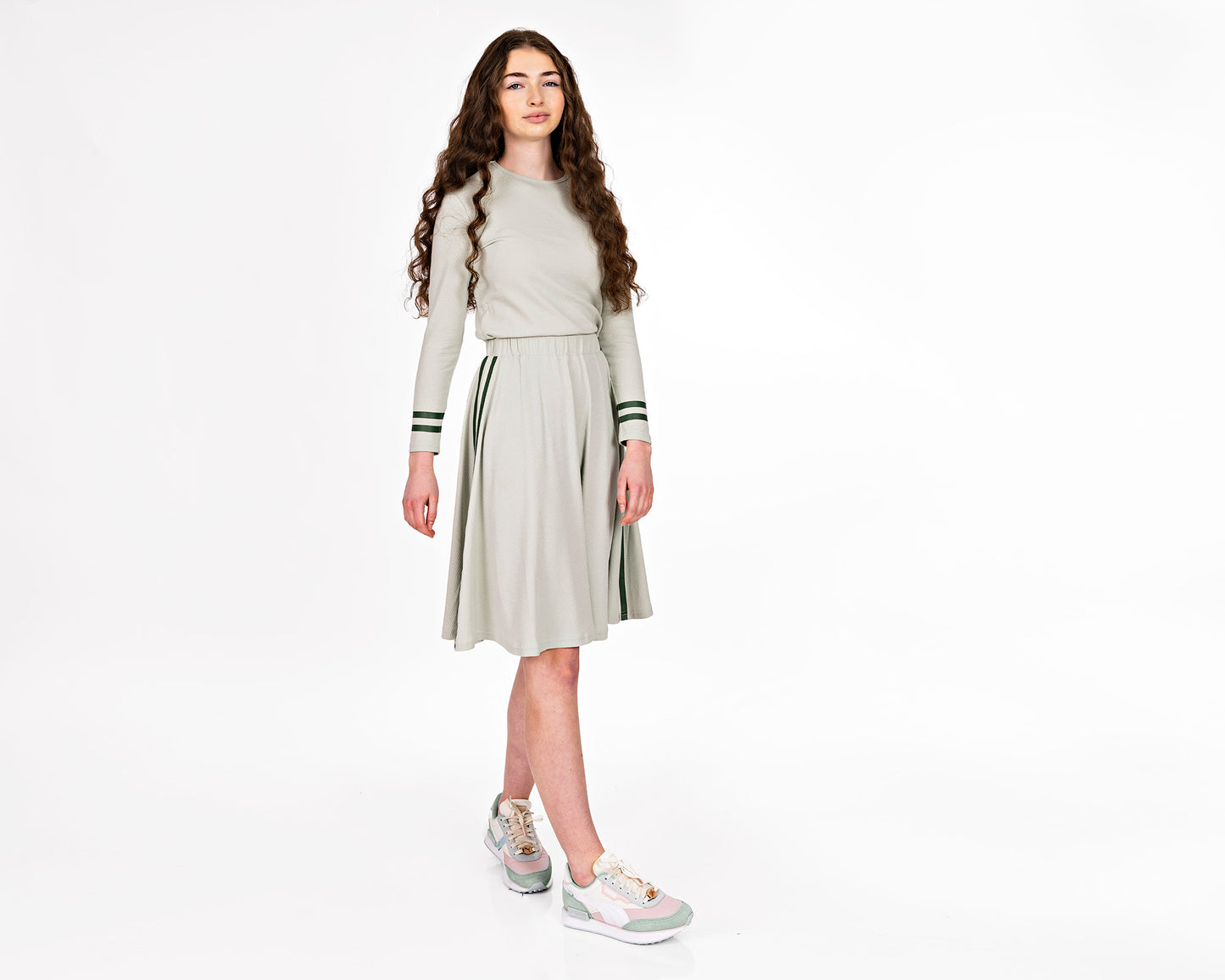 Mint Skirt with Green Side Stripe
