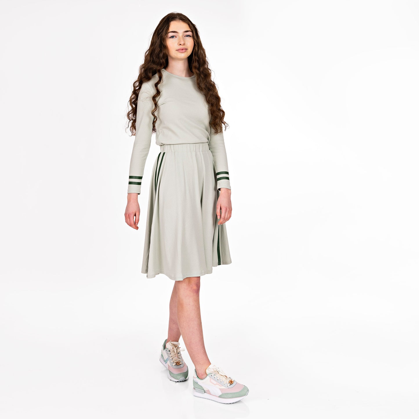 Mint Skirt with Green Side Stripe