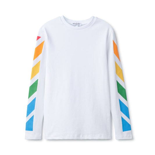 White with Colored Stripes Fitted Tee