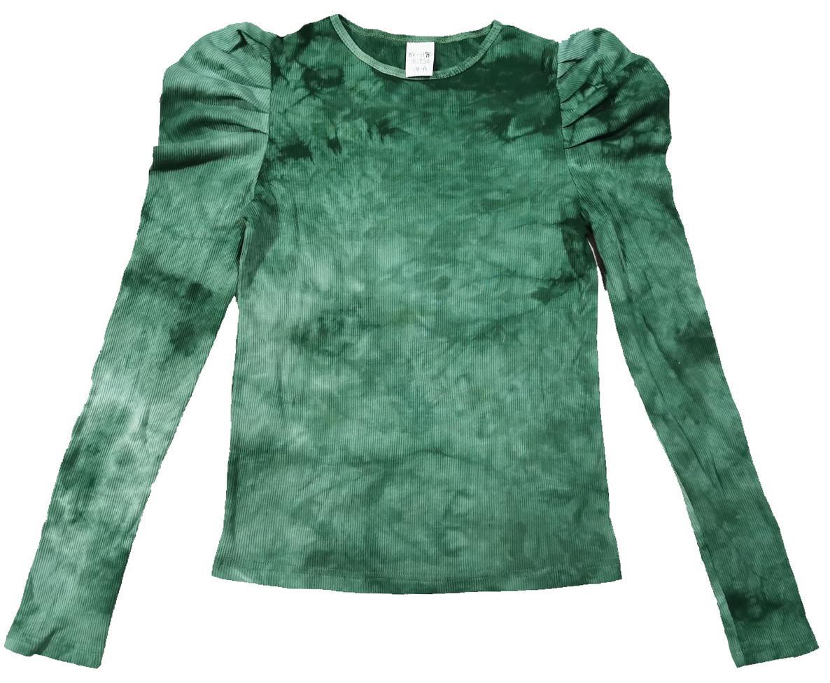 Green Tie Dye Ruched Shoulder T-Shirt