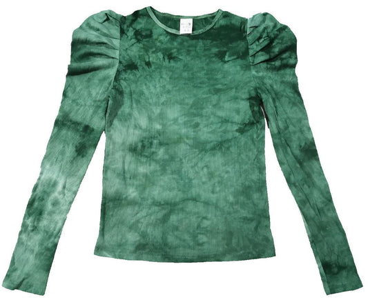 Green Tie Dye Ruched Shoulder T-Shirt