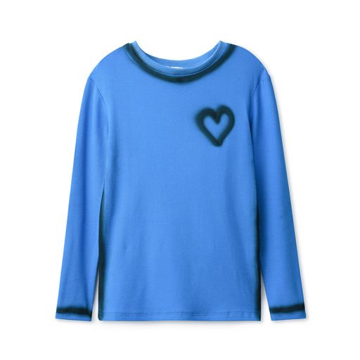 Electric Blue Tee with Airbrushed Heart