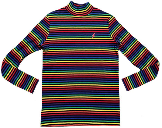 Black Multi-striped Mockneck