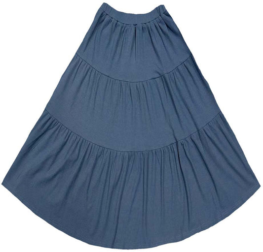 Blue Tiered Midi Skirt