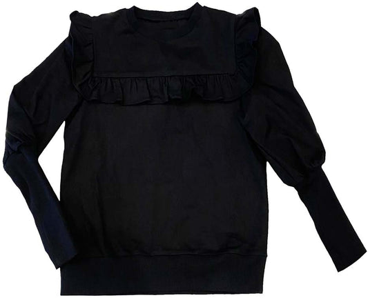 Black Ruffle Bib Sweatshirt
