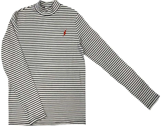 White and Black Stripe Mockneck
