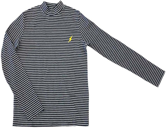 Charcoal and White Stripe Mockneck