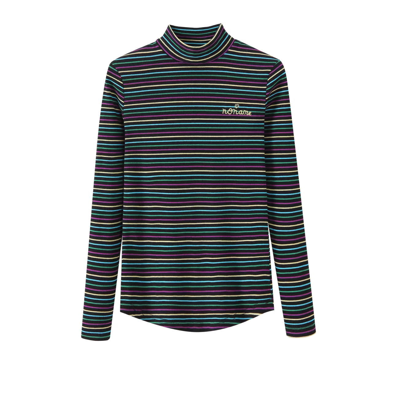 Striped Ribbed Mock Neck