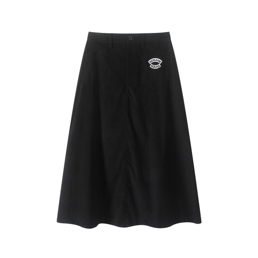 Black Corduroy A-line Maxi Skirt