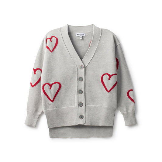 Grey Knit Heart Cardigan