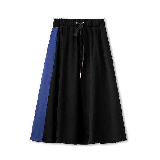 Draw String Skirt With Stripe Black Cobalt