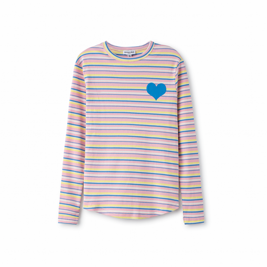 Blue and Yellow Ribbed Heart Tee