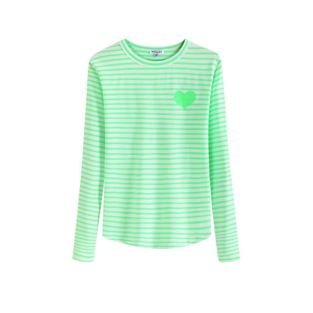 Green Neon Stripe Heart Tee