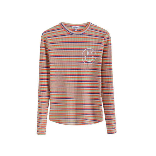 Beige Multi Stripe Smile Tee