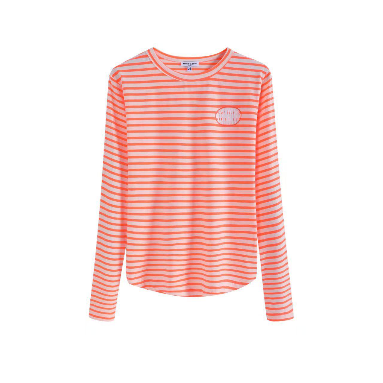 Neon Orange Stripe Logo Tee