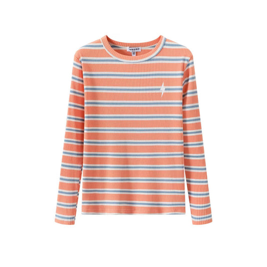 Summer Coral and Blue Stripe Lightening Tee