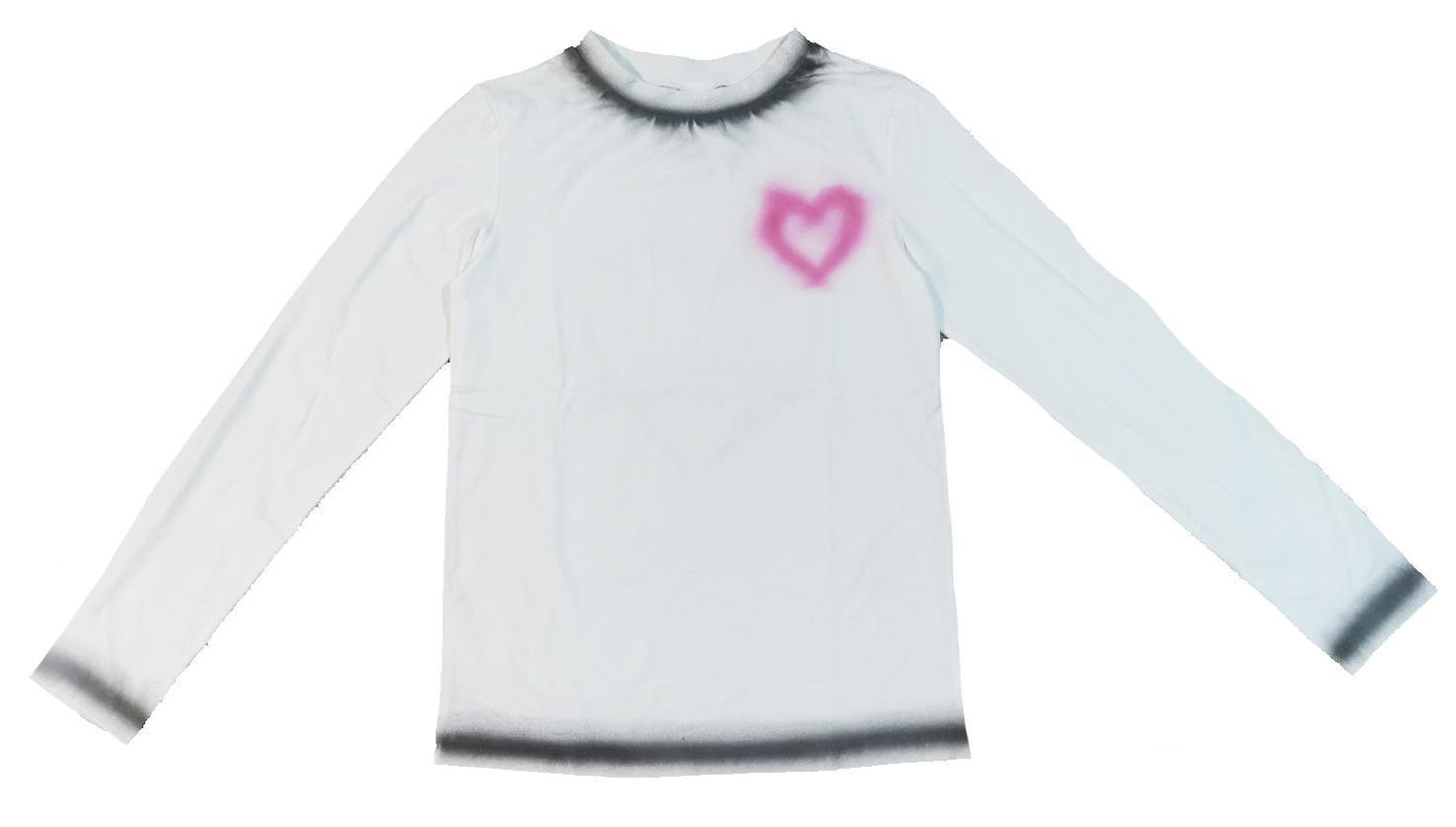 White T-Shirt with Airbrush Pink Heart