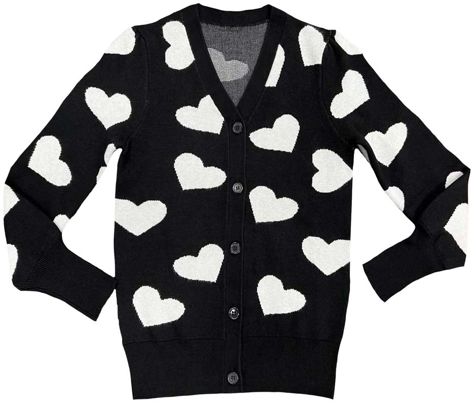 Black and White Heart Cardigan